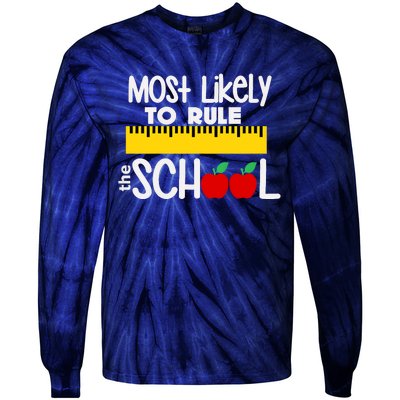 MOST LIKELY TO RULE THE SCHOOL RULER & APPLE Tie-Dye Long Sleeve Shirt