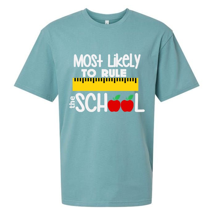 MOST LIKELY TO RULE THE SCHOOL RULER & APPLE Sueded Cloud Jersey T-Shirt