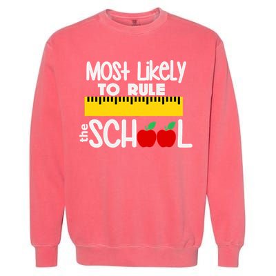 MOST LIKELY TO RULE THE SCHOOL RULER & APPLE Garment-Dyed Sweatshirt