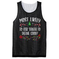 Most Likely To Ask Santa To Define Good Funny Christmas Family Matching Cute C Mesh Reversible Basketball Jersey Tank