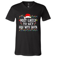 Most Likely To Get High With Santa V-Neck T-Shirt