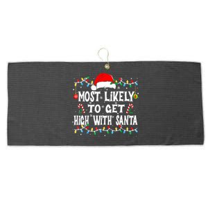 Most Likely To Get High With Santa Large Microfiber Waffle Golf Towel