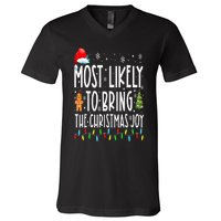 Most Likely To Bring The Christmas Joy Family Christmas V-Neck T-Shirt