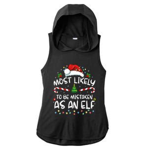 Most Likely To Be Mistaken As An Elf Ladies PosiCharge Tri-Blend Wicking Draft Hoodie Tank