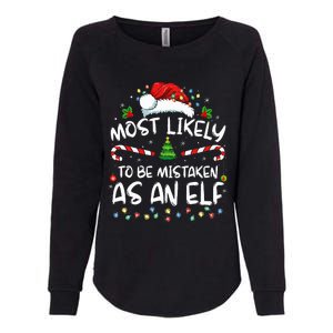 Most Likely To Be Mistaken As An Elf Womens California Wash Sweatshirt