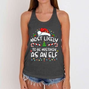 Most Likely To Be Mistaken As An Elf Women's Knotted Racerback Tank