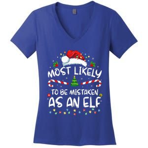 Most Likely To Be Mistaken As An Elf Women's V-Neck T-Shirt