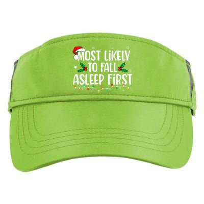 Most Likely To Fall Asleep First Funny Xmas Family Adult Drive Performance Visor