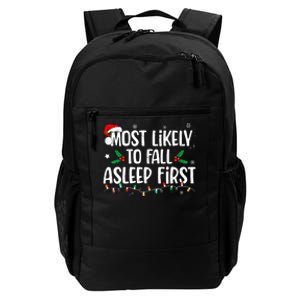 Most Likely To Fall Asleep First Funny Xmas Family Daily Commute Backpack