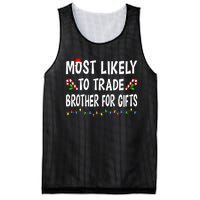 Most Likely To Trade Brother Gifts Funny Family Christmas Mesh Reversible Basketball Jersey Tank