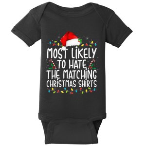 Most Likely To Hate Matching Christmas Funny Family Matching Baby Bodysuit