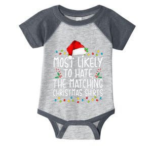 Most Likely To Hate Matching Christmas Funny Family Matching Infant Baby Jersey Bodysuit