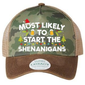 Most Likely To Start The Shenanigans Funny Family Christmas Legacy Tie Dye Trucker Hat