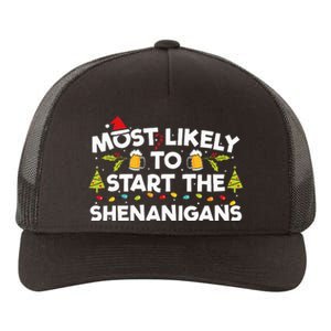 Most Likely To Start The Shenanigans Funny Family Christmas Yupoong Adult 5-Panel Trucker Hat