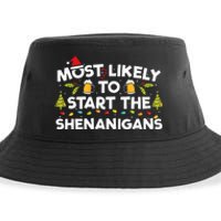 Most Likely To Start The Shenanigans Funny Family Christmas Sustainable Bucket Hat