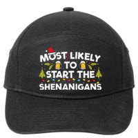 Most Likely To Start The Shenanigans Funny Family Christmas 7-Panel Snapback Hat