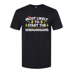 Most Likely To Start The Shenanigans Funny Family Christmas Softstyle CVC T-Shirt