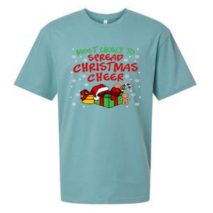 Most Likely To Spread Christmas Cheer Gift Sueded Cloud Jersey T-Shirt