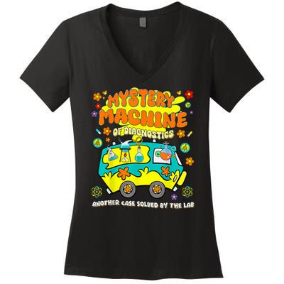 Med Lab Tech Lab Week 2025 Mystery Machine Of Diagnostics Women's V-Neck T-Shirt
