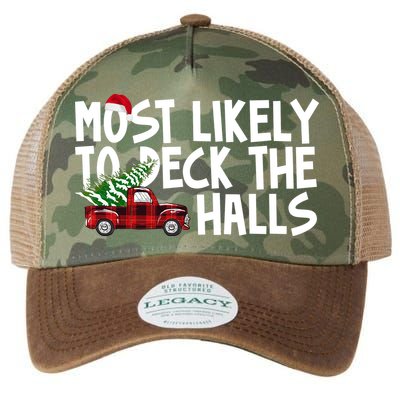 Most Likely To Deck The Halls Christmas Holiday Legacy Tie Dye Trucker Hat