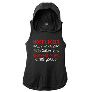 Most Likely To Shirt Funny Matching Family Christmas PJs Ladies PosiCharge Tri-Blend Wicking Draft Hoodie Tank