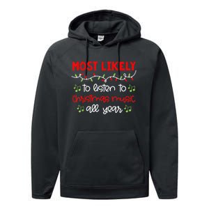 Most Likely To Shirt Funny Matching Family Christmas PJs Performance Fleece Hoodie