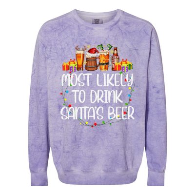 Most Likely To Drink SantaS Beer Matching Christmas Colorblast Crewneck Sweatshirt