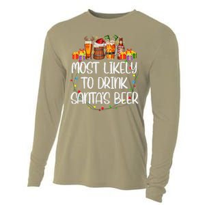 Most Likely To Drink SantaS Beer Matching Christmas Cooling Performance Long Sleeve Crew