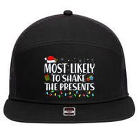 Most Likely To Shake The Presents Family Matching Christmas 7 Panel Mesh Trucker Snapback Hat