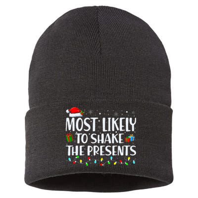 Most Likely To Shake The Presents Family Matching Christmas Sustainable Knit Beanie