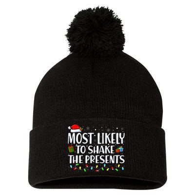 Most Likely To Shake The Presents Family Matching Christmas Pom Pom 12in Knit Beanie