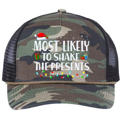 Most Likely To Shake The Presents Family Matching Christmas Retro Rope Trucker Hat Cap