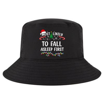 Most Likely To Fall Asleep First Funny Family Christmas Cool Comfort Performance Bucket Hat