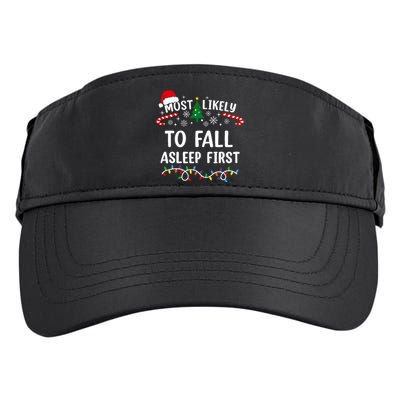 Most Likely To Fall Asleep First Funny Family Christmas Adult Drive Performance Visor