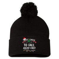 Most Likely To Fall Asleep First Funny Family Christmas Pom Pom 12in Knit Beanie