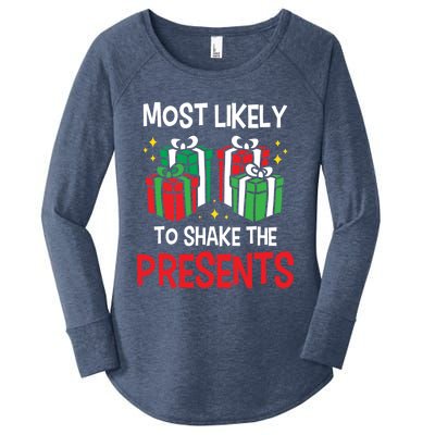 Most Likely To Shake The Presents Funny Holiday Christmas Gift Women's Perfect Tri Tunic Long Sleeve Shirt