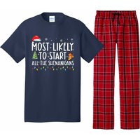 Most Likely To Start All The Shenanigans Family Xmas Holiday Pajama Set