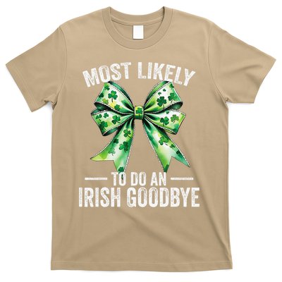 Most Likely To Do An Irish Exit Goodbye Bow Coquette T-Shirt