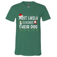 Most Likely To Decorate Their Dog Christmas Matching Family V-Neck T-Shirt