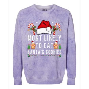 Most Likely To Eat Santa's Cookies Christmas Matching Family  Colorblast Crewneck Sweatshirt