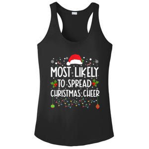 Most Likely To Spread Christmas Cheer Santa Hat Xmas Lights Gift Ladies PosiCharge Competitor Racerback Tank