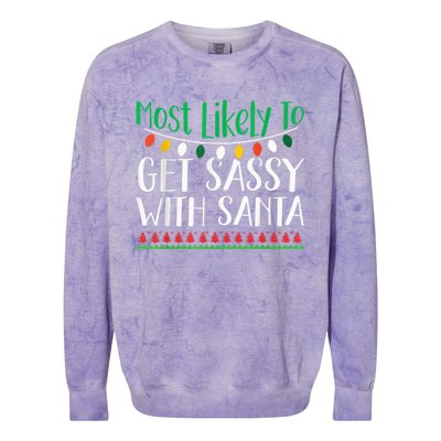 Most Likely To Get Sassy With Santa Christmas Family Colorblast Crewneck Sweatshirt