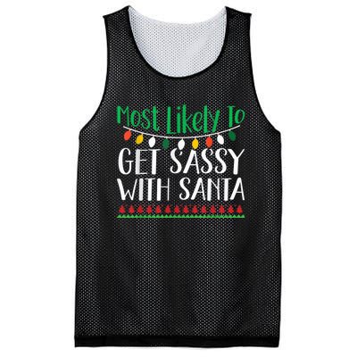 Most Likely To Get Sassy With Santa Christmas Family Mesh Reversible Basketball Jersey Tank