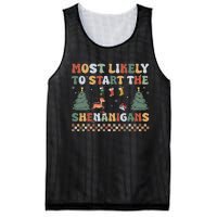 Most Likely To Start The Shenanigans Christmas Matching  Mesh Reversible Basketball Jersey Tank