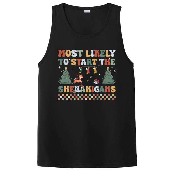 Most Likely To Start The Shenanigans Christmas Matching  PosiCharge Competitor Tank