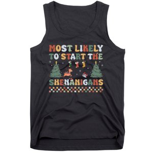 Most Likely To Start The Shenanigans Christmas Matching  Tank Top