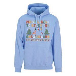 Most Likely To Start The Shenanigans Christmas Matching  Unisex Surf Hoodie