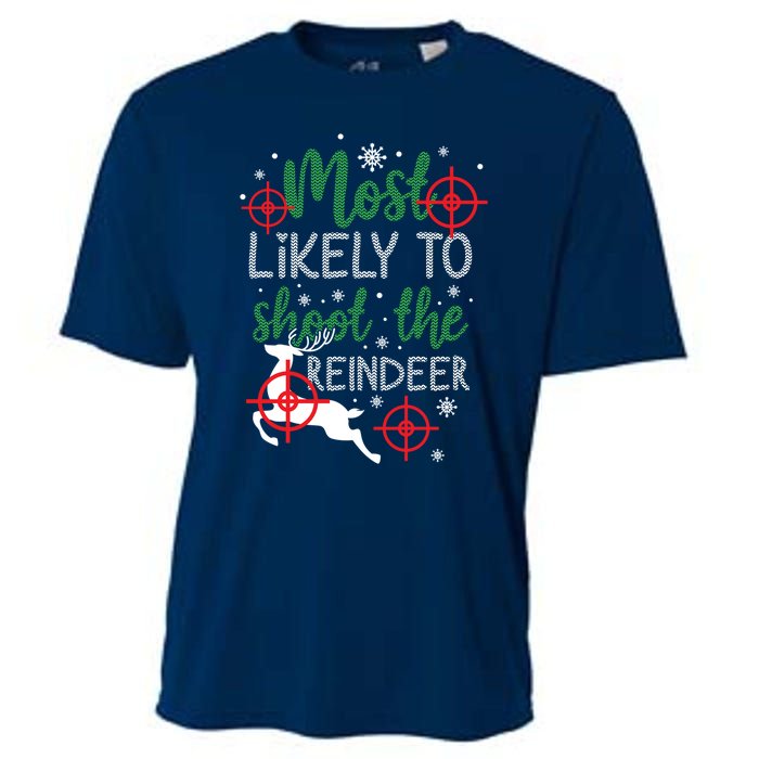 Most Likely To Shoot The Reindeer Christmas Cooling Performance Crew T-Shirt