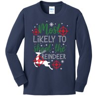 Most Likely To Shoot The Reindeer Christmas Kids Long Sleeve Shirt