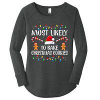 Most Likely To Bake Christmas Cookies Funny Baker Christmas  Women's Perfect Tri Tunic Long Sleeve Shirt